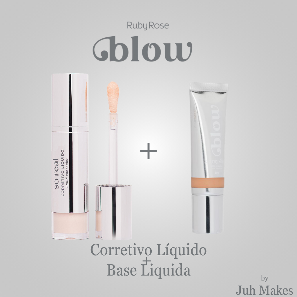 Kit Corretivo liquido + Base liquida Linha Blow Ruby Rose em Oferta na Shopee