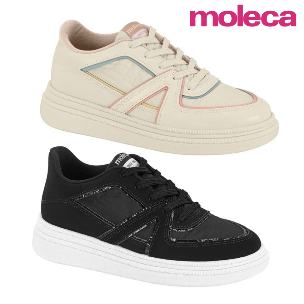 Tênis Feminino Moleca Casual Urbano Glitter Recortes Delicado Confortável Original
