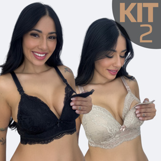 KIT 2 Sutiã Amamentação Premium Bojo Soft Não Amassa De Renda Reforçado Maternidade Gestante Pós Parto Confortável em Oferta na Shopee