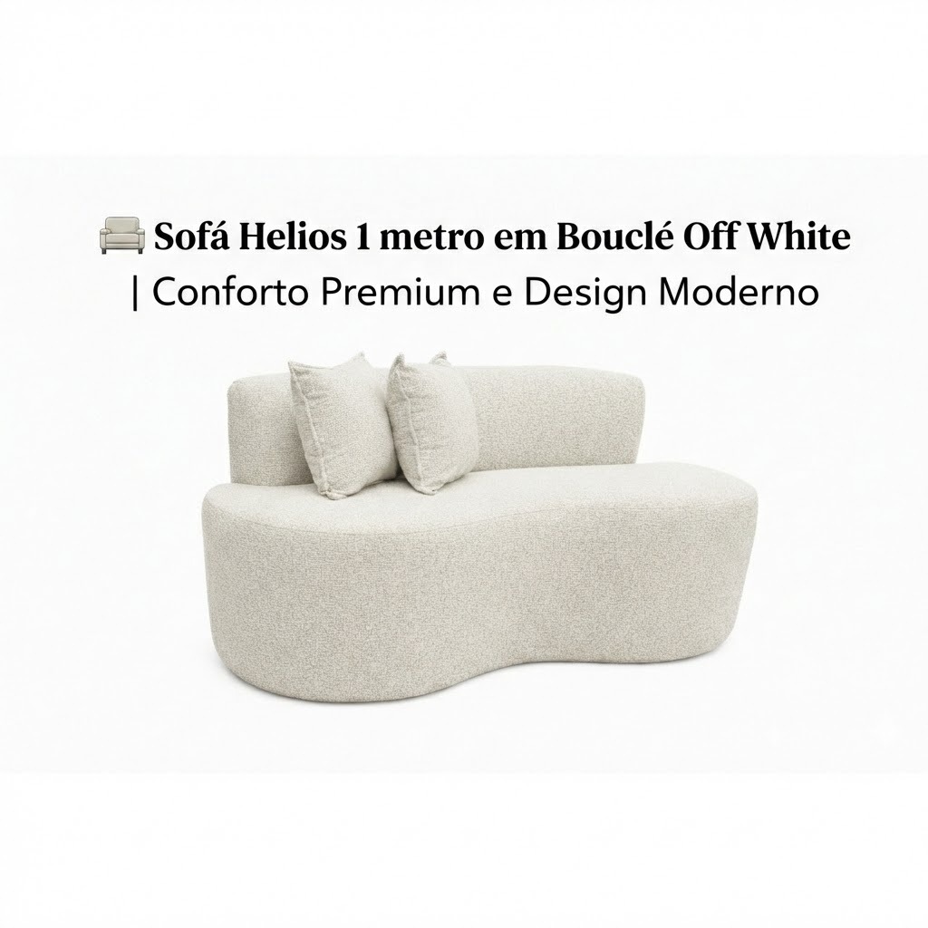 🛋️ Sofá Helios 1 metro em Bouclé Off White | Conforto Premium e Design Moderno