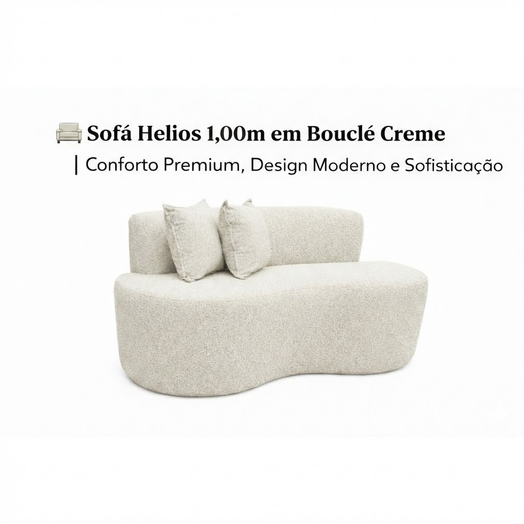 🛋️ Sofá Helios 1 metro em Bouclé Creme | Conforto Premium, Design Moderno e Sofisticação