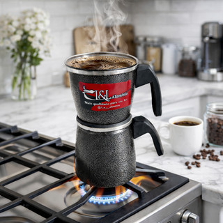 Cafeteira Italiana 1L Aluminio Preta Craqueada Economica com Filtro Café Moka