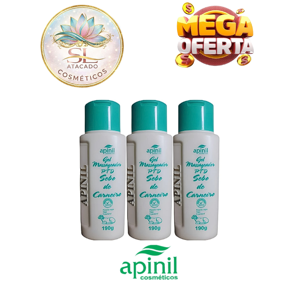 Gel Massageador Sebo de Carneiro 190g Apinil - Alívio de Dores e Relaxamento Muscular