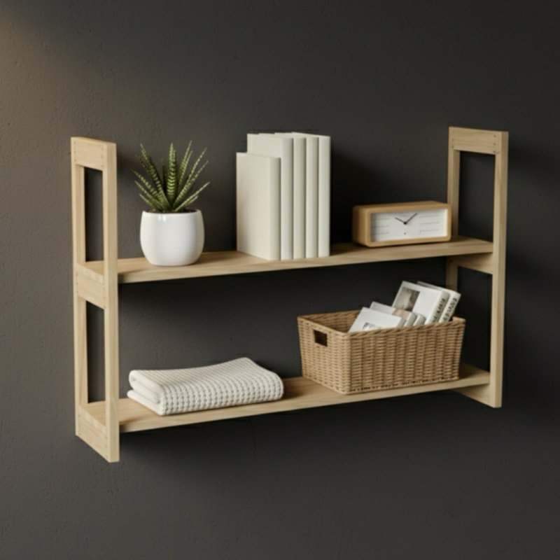 Prateleira Madeira Pinus 80x45 cm Multiuso Natural Parede Cozinha Sala Quarto Decorativa em Oferta na Shopee