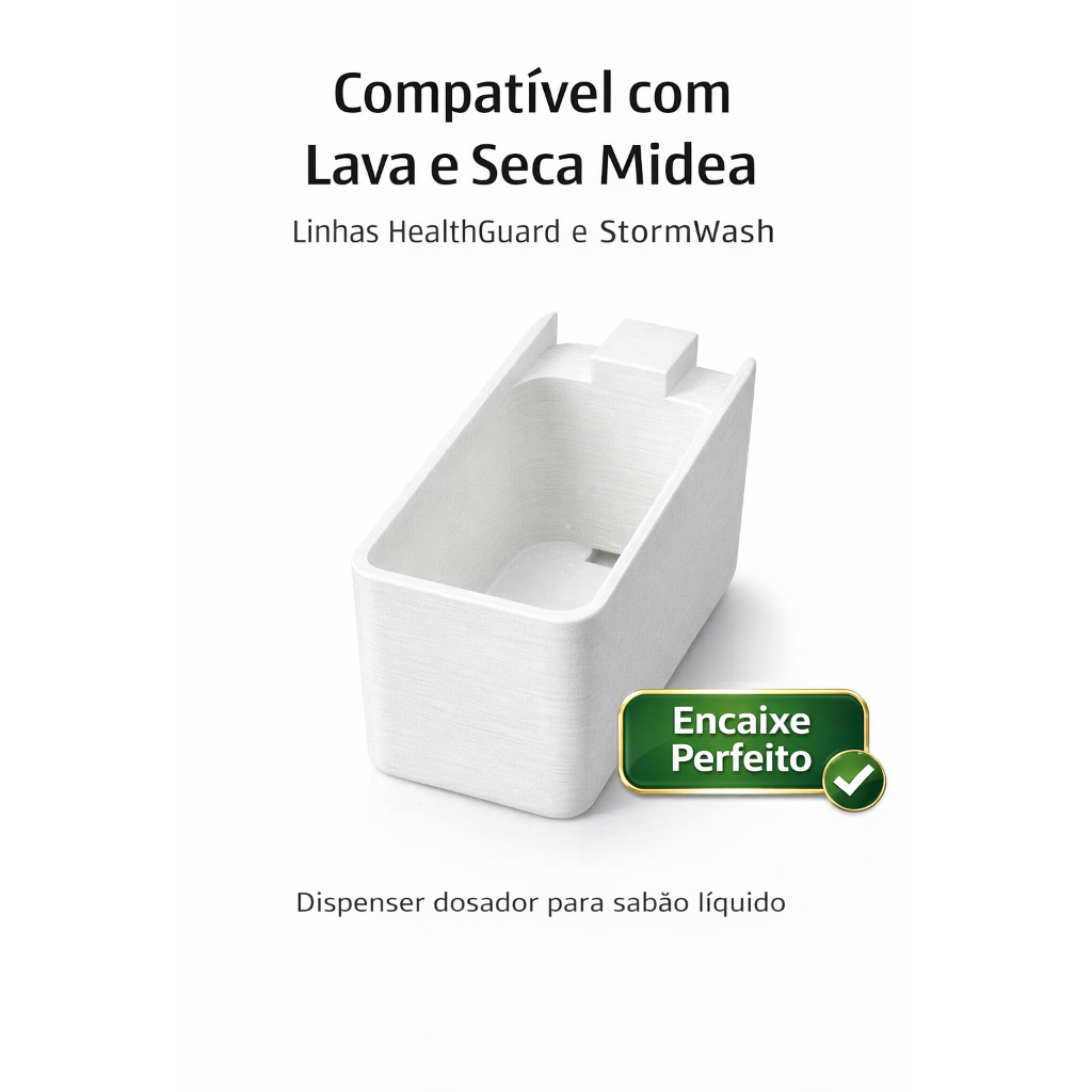 Dispenser Inteligente sabão liquido Compatível Midea HealthGuard e StormWash Lava e Seca