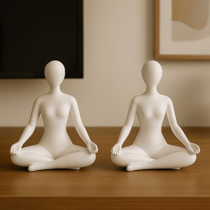 Kit 2 estatua busto Mulher Meditando yoga Minimalista Zen Decoracao Elegante Inspirador Equilibrio Harmonia escritório