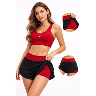 Conjunto Duas Peças Top e Short Fitness 2 em 1, zero transparência Academia corrida em tamanho slim em Oferta na Shopee