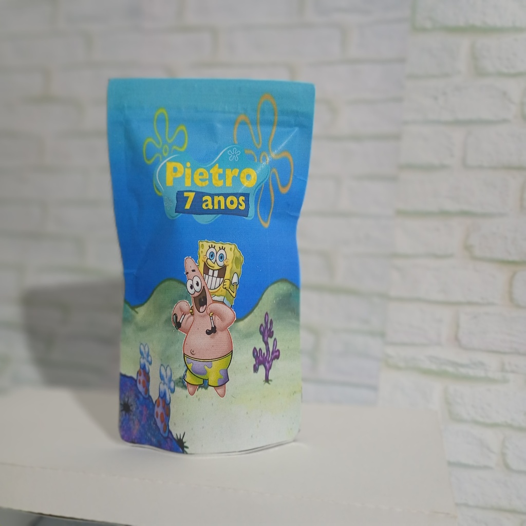 ENVIO RAPIDO Saco Metalizado  Ziplock Personalizado  Bob Esponja– Lembrancinha Aniversário