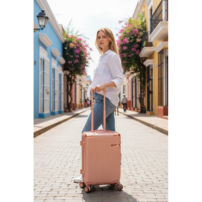 Mala Rose Gold bordo 10kg  ABS rígida rodinhas 360 com zíper expansível em Oferta na Shopee