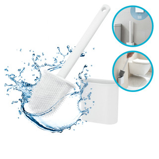 Escova Sanitária de Silicone com Base para Banheiro Branca limpeza diária para Vaso Sanitário