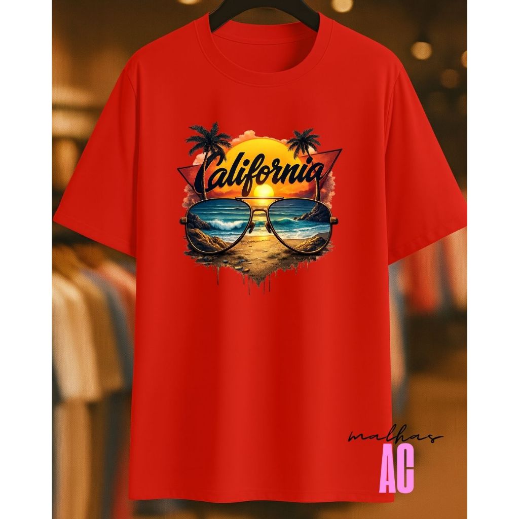 Camiseta Surf Praia California  Estampada 100% Algodão Unissex Masculino Feminino Confortável