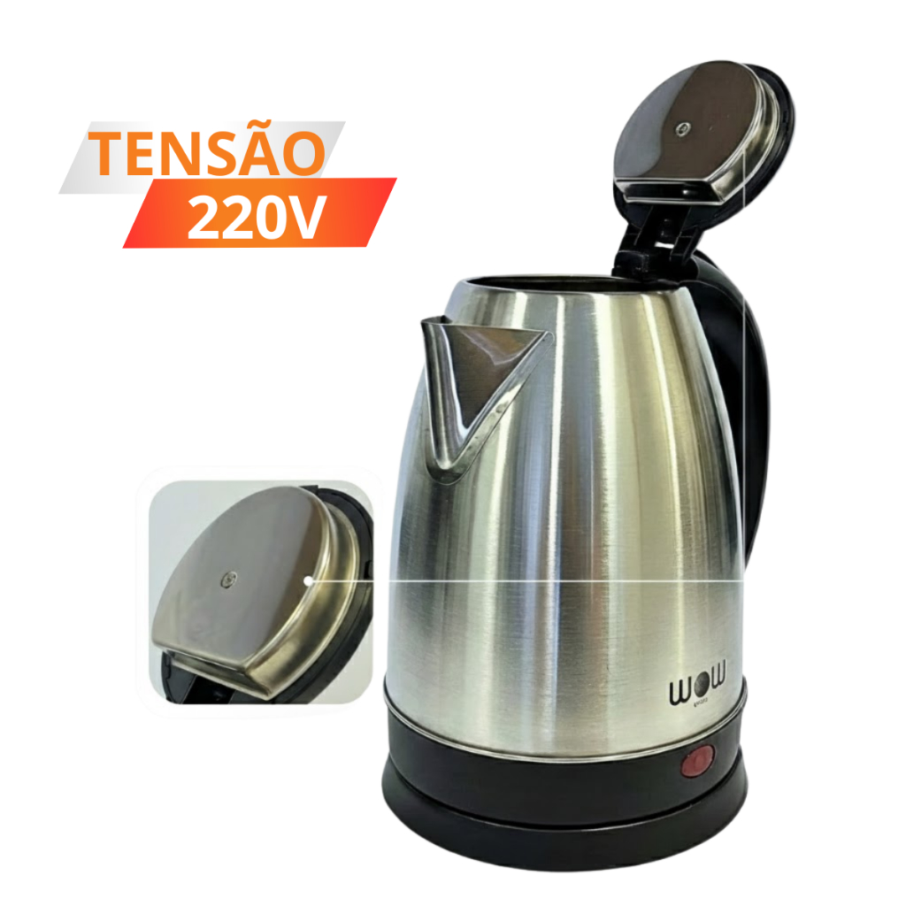 Chaleira Elétrica 220v Térmica Bule Com Tampa Inox 1,8L