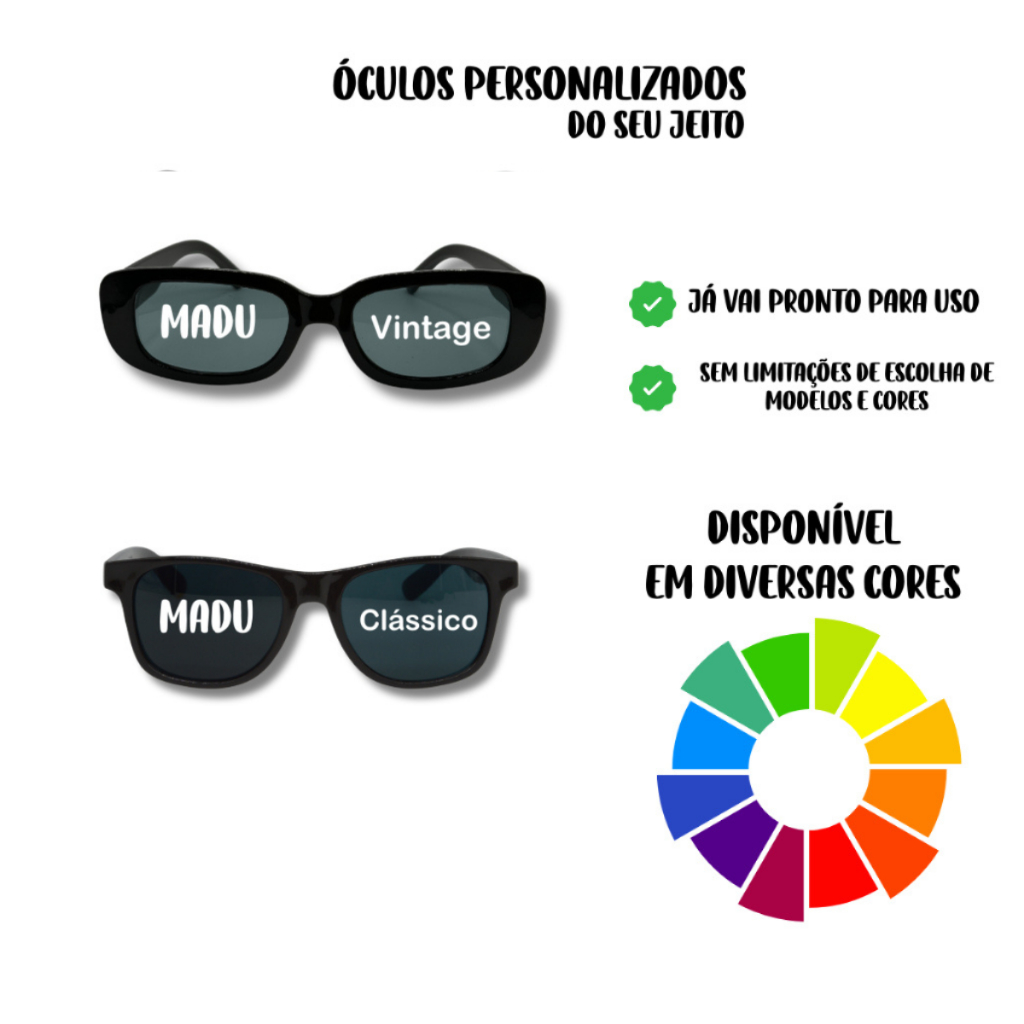 Kit 2 Óculos Escuro Personalizado Madu Noiva Casamento Formatura Aniversario Balada