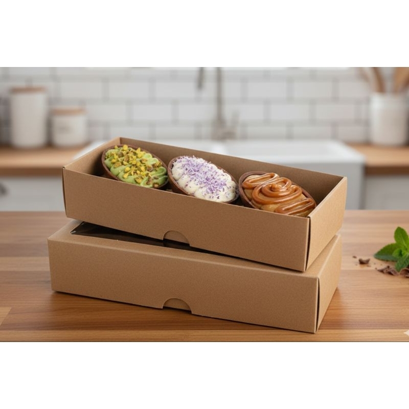 10 caixas para ovo de colher trio 50gramas  branca ou kraft em Oferta na Shopee