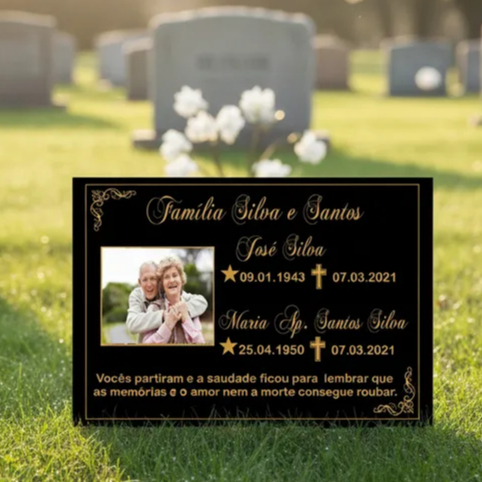 Azulejo/ Placa Para Lápide Casal Personalizada 20 x 30 cm em Oferta na Shopee