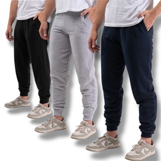 Kit 3 Calça Moletom Masculina Peluciado Jogger Bolso Com Punho Inverno Academia Treino Corrida em Oferta na Shopee