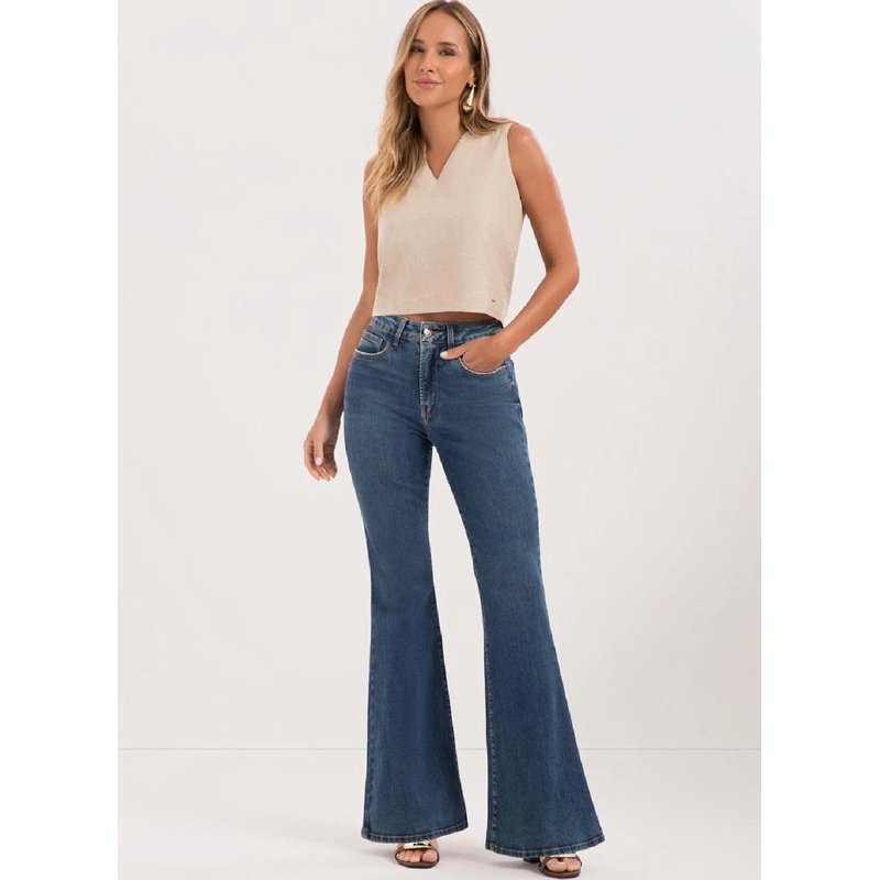Calça Jeans Flare Lunender Chapa Barriga