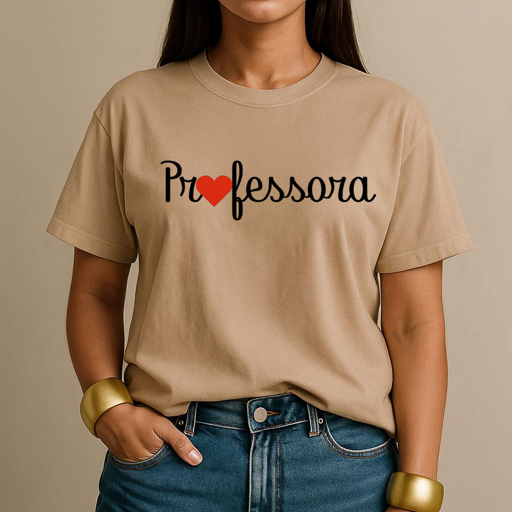 Camiseta Estampada Professora T-Shirt Algodão para dar aula escola Varias Cores Feminina