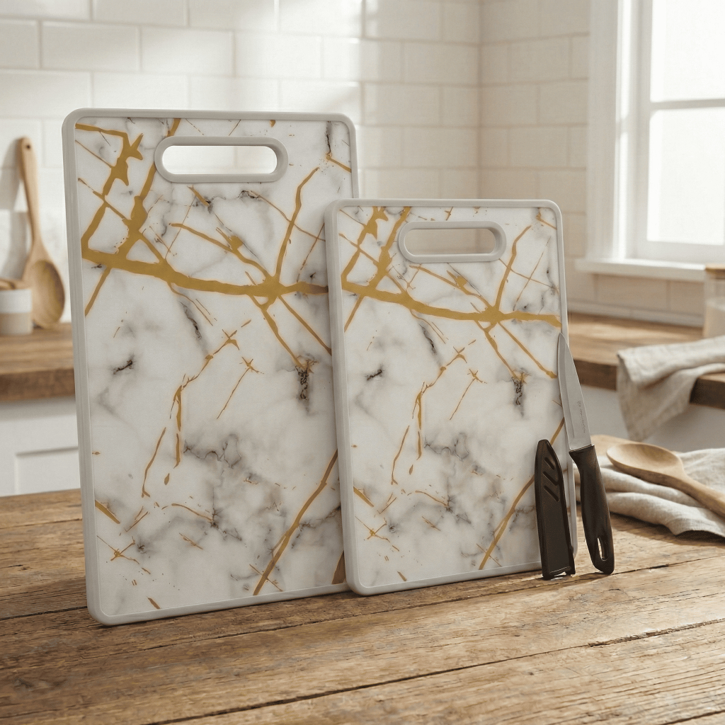 Conjunto com 2 Tábuas de Corte com Faca – Cores Sortidas em Oferta na Shopee