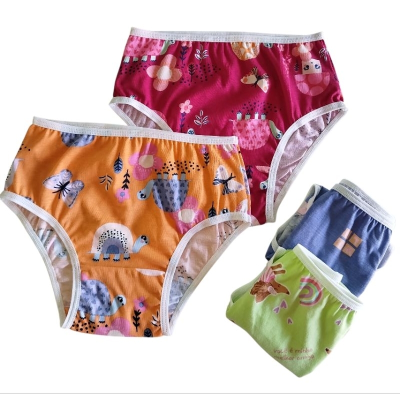 💖 Calcinha infantil,menina escolha seu Kit  3, 5 ou 10 peças – 100% algodão, confortáveis e antialérgicas.