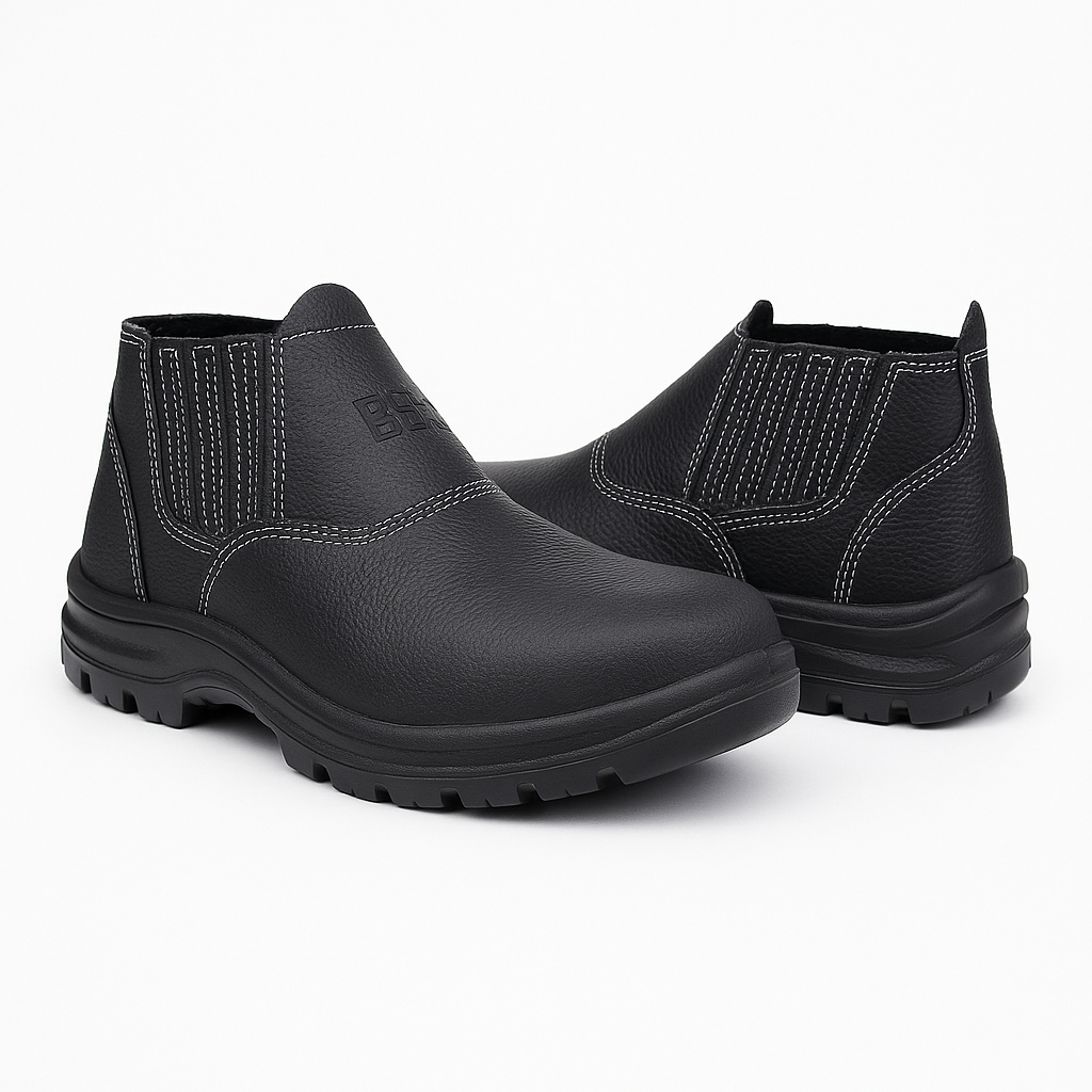Botina de segurança promoção elastico em couro legitimo biqueira com CA em Oferta na Shopee