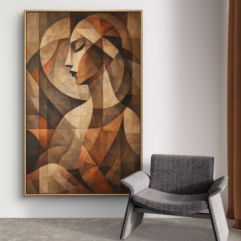 Quadro Decorativo 80x110cm Vitro Marrom Mulher Decoração de Parede Hall Luxo Sala Quarto MDF