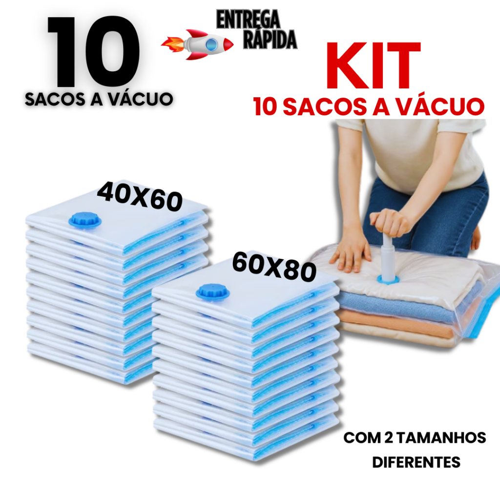 10 ou 5 Saco a Vácuo Organizador Edredom Coberta Mala Roupa De Cama + Bomba 40x60 ou 60x80