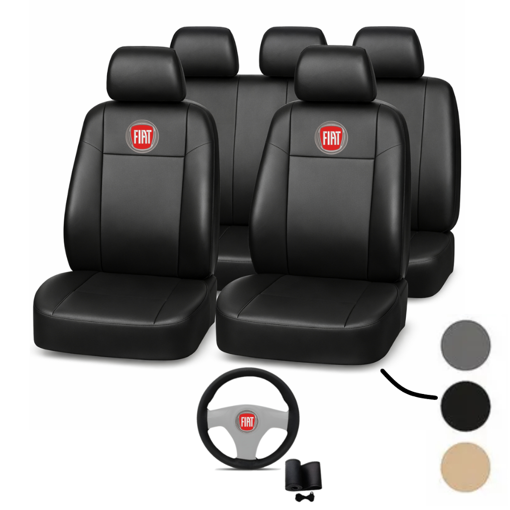 Jogo capa de banco carro de couro grosso Fiat Palio Uno Siena Argo Cronos Idea Strada Punto Linea em Oferta na Shopee