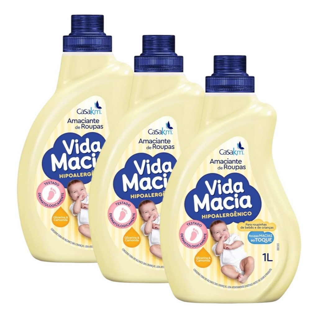 Amaciante Vida Macia Casa Km Para Roupinhas De Bebês Glicerina & Camomila 1Lt