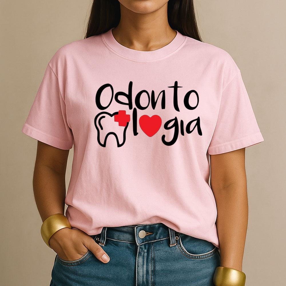 Camiseta Estampada Odontologia para Faculdade Odonto Curso Algodão Unissex