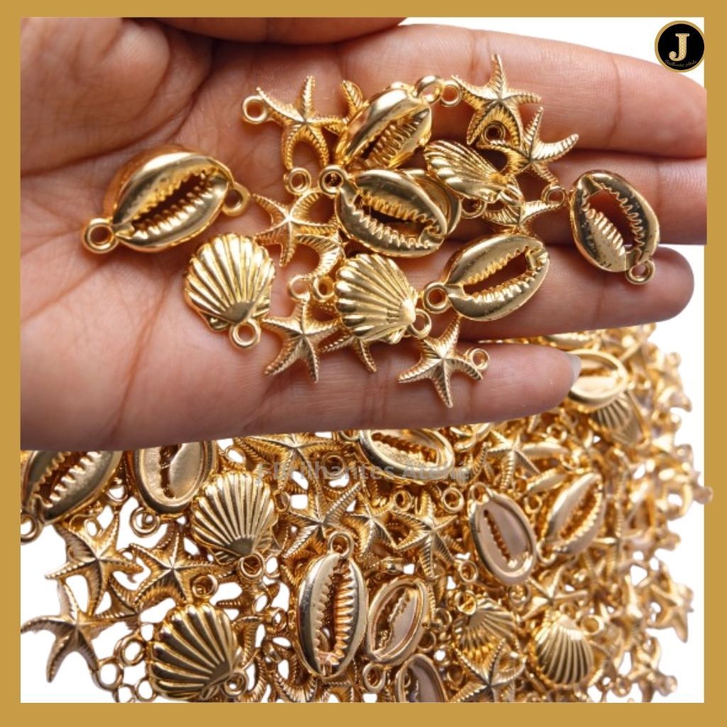 Pingente Fundo do Mar Dourado ABS Conchas Búzios Estrelas – 50g para Bijuterias