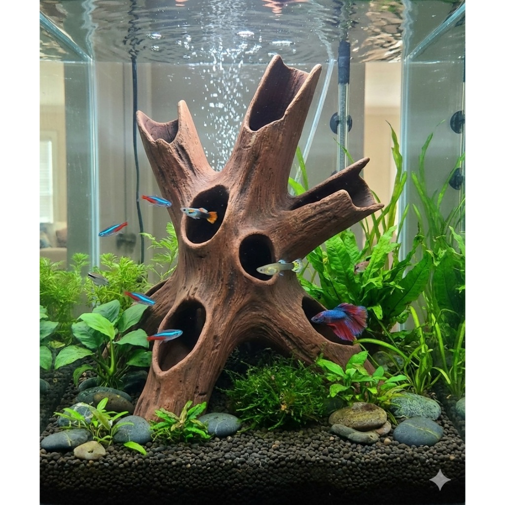 Decoração Aquário e Terrário Tronco Oco em Oferta na Shopee