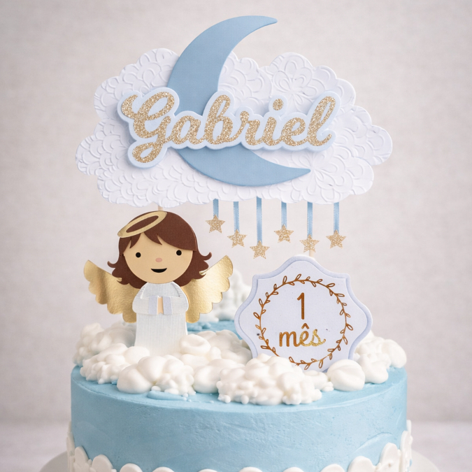Topo/Topper de Bolo 'Anjinho' Anjo, Mêsversario, Infantil, Máxima qualidade, envio rápido!