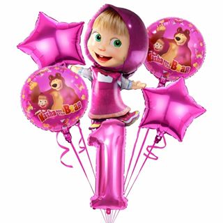 kit C/5 Balões Metalizado Masha E Urso+Numero 40Cm em Oferta na Shopee