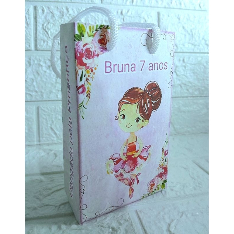 Sacolinha Surpresa Personalizada Lembrancinha A Bailarina Aquarela PEGUE E MONTE