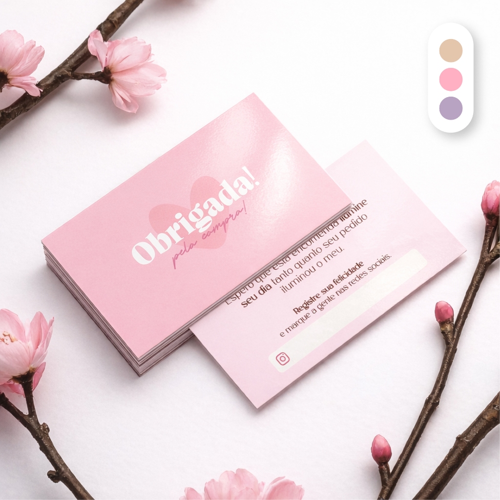 Cartão de Agradecimento ao Cliente Coração - Obrigada Pela Compra | Postal unboxing ñ personalizado em Oferta na Shopee