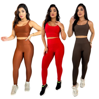 Conjunto top e calça fitness zero transparência feminino premium roupa academia legging CrossFit Moda em Oferta na Shopee