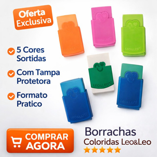 Borracha Escolar Colorida / Capinha / / Plástica / Leo&Leo / Não Mancha Papel em Oferta na Shopee