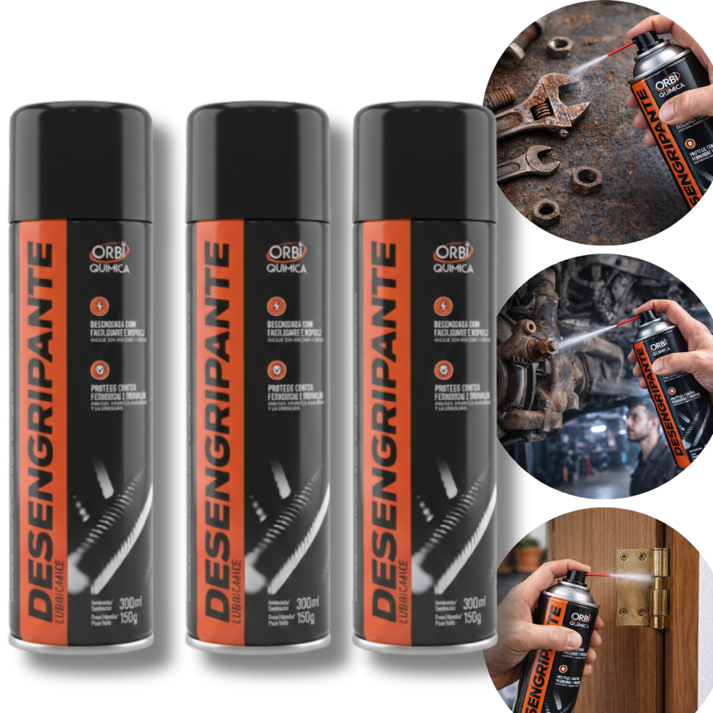 Desengripante Spray Kit 1,2,3 Antiferrugem Multiuso Lubrificante Solta Parafuso Ferrugem