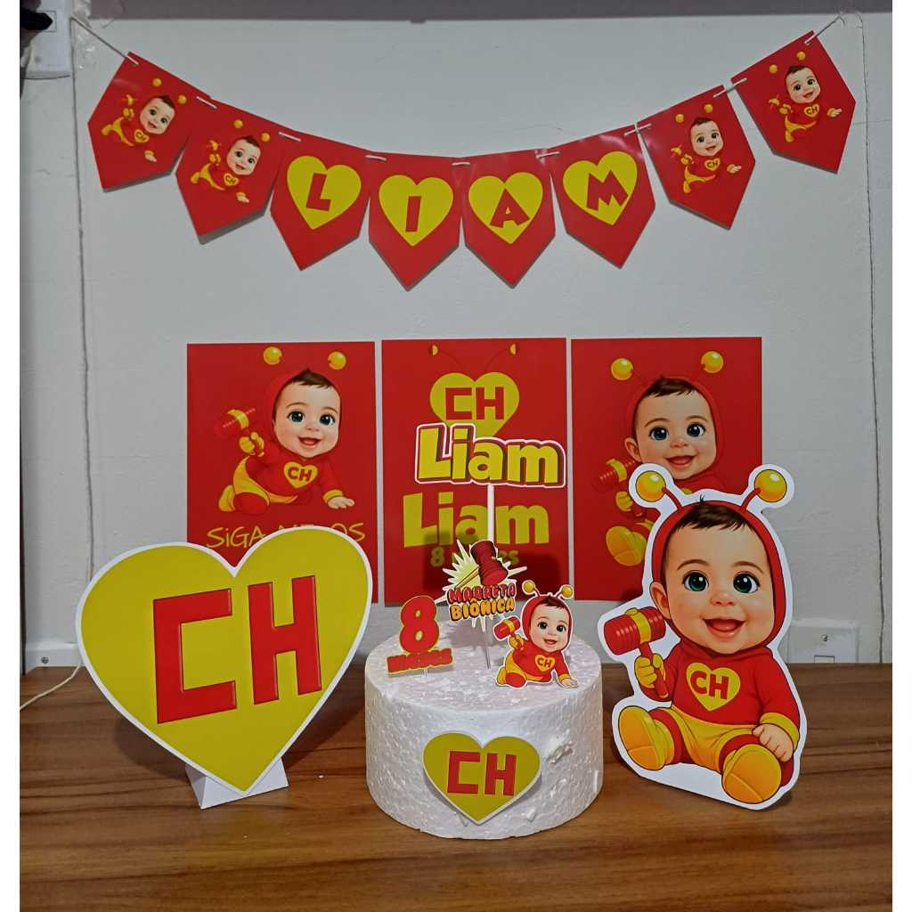 🎉 Kit Festa “Só um Bolinho” Personalizado CHAPOLIN Mesvesarios e Aniversário