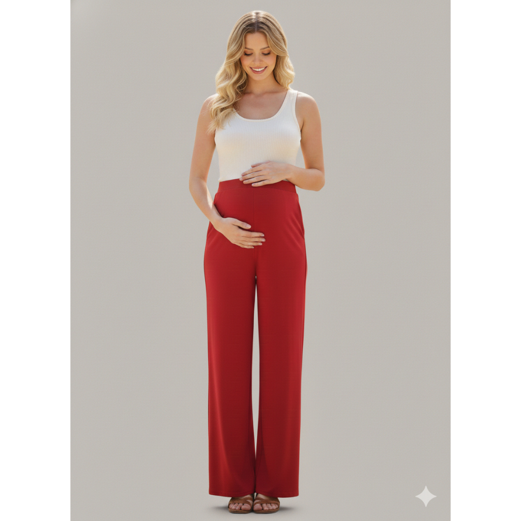 Calça Gestante Soltinha Com Bolso Cintura Alta Confortável Grávida em Oferta na Shopee