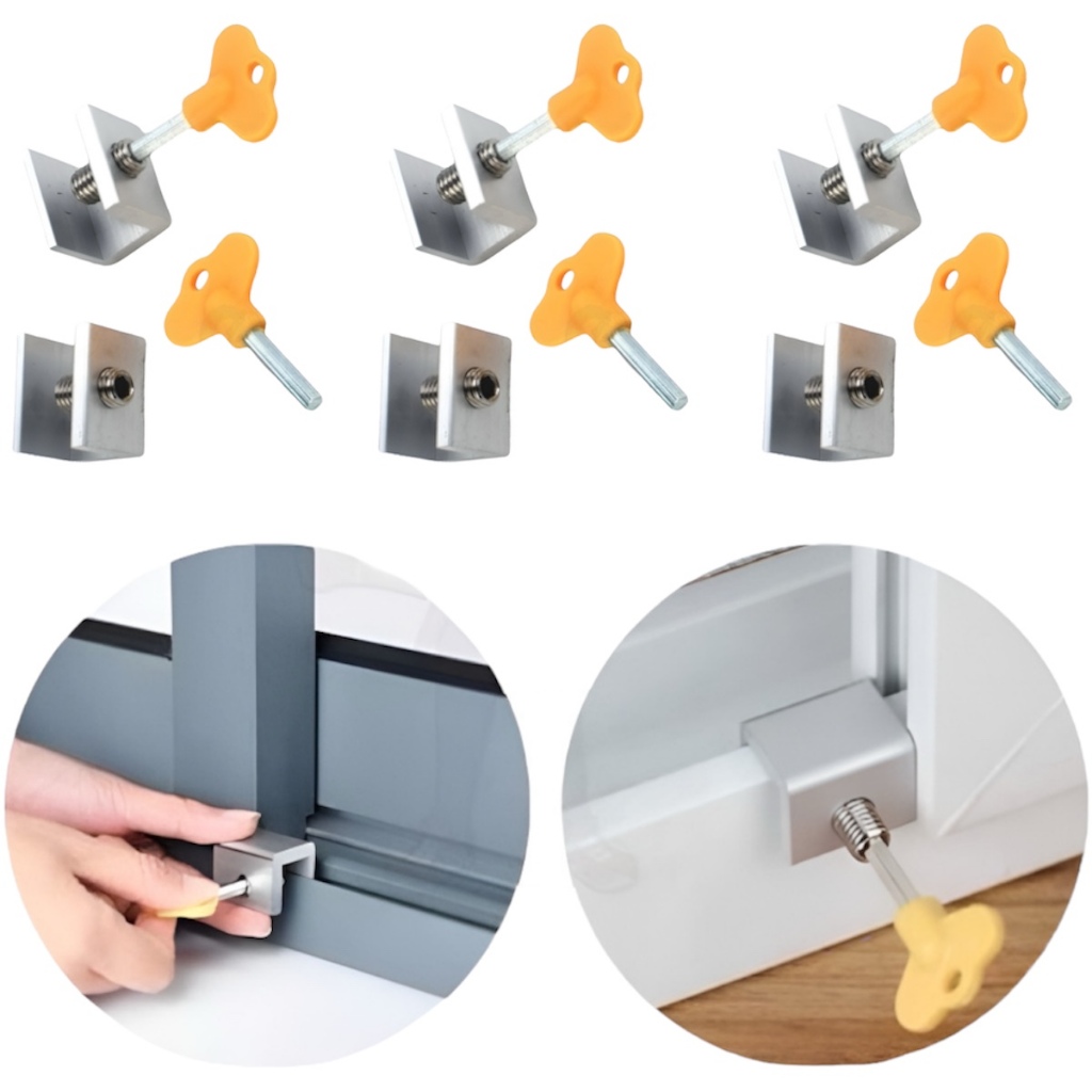 Kit 6 Travas Segurança Proteção Infantil Porta Janela Correr