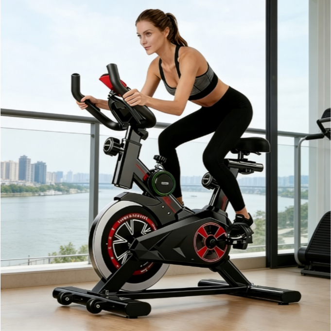 Bicicleta Spinning Ergométrica Profissional para Exercícios em Casa com Monitor Digital Suporte até 120kg em Oferta na Shopee