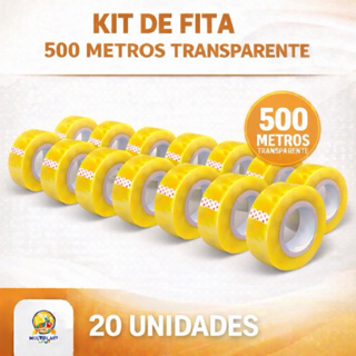 Fita Adesiva Durex 500 Metros kit com 20 Unidades Transparente em Oferta na Shopee