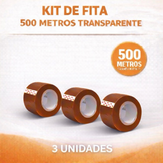 Fita Adesiva Durex 500 Metros kit com 3 Unidades Marrom em Oferta na Shopee