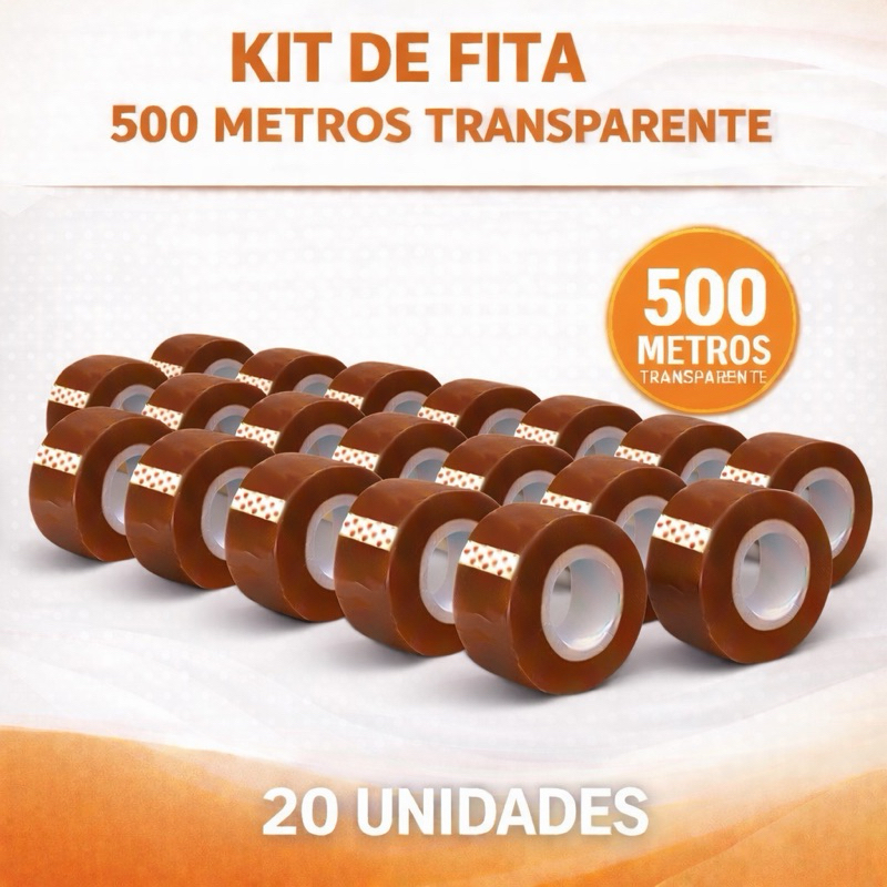 Fita Adesiva Durex 500 Metros kit com 20 Unidades Marrom em Oferta na Shopee