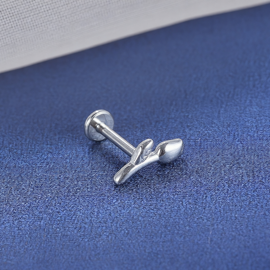 Piercing Labret Tulipa Flor Aço Inoxidável Helix Tragus Cartilagem Rosca Interna Feminino Delicado Fashion — imagem 2 de 2