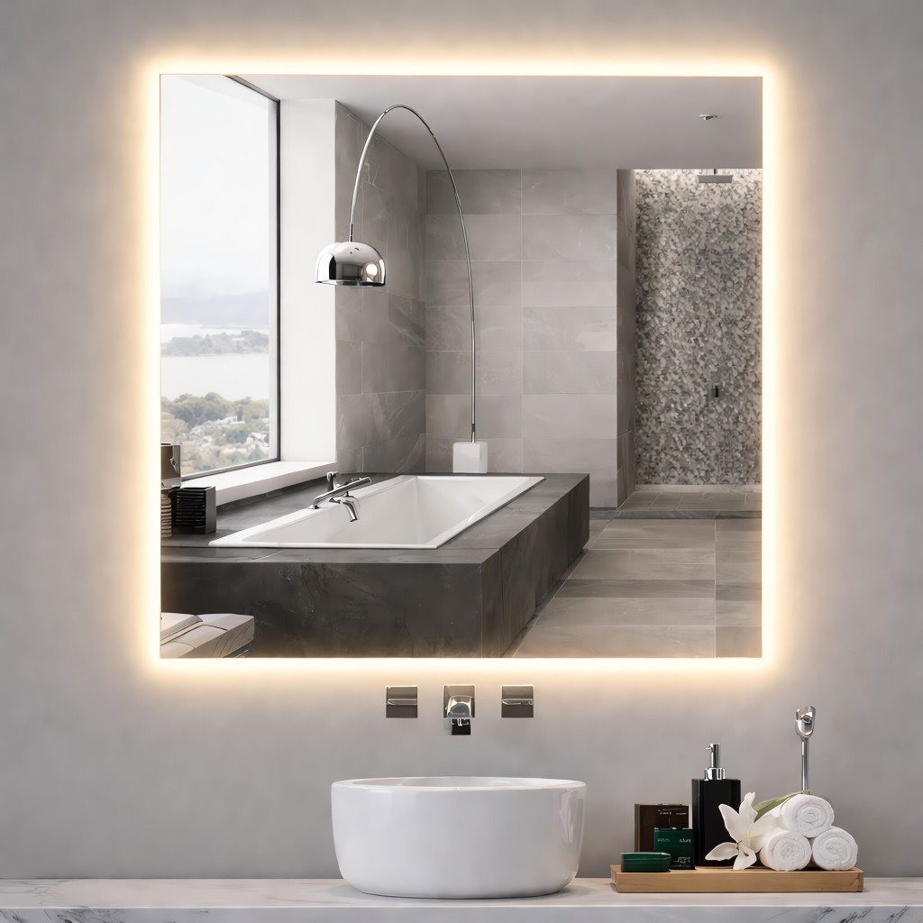 Espelho led luz Quadrado Decorativo banheiro quarto Fonte Ou Bateria Novidade com suporte B em Oferta na Shopee