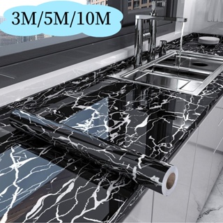 Adesivos de cozinha 3/5/10 Metros Mármore Preto Resistente a Agua/Óleo/Fogo/Alta Temperatura em Oferta na Shopee