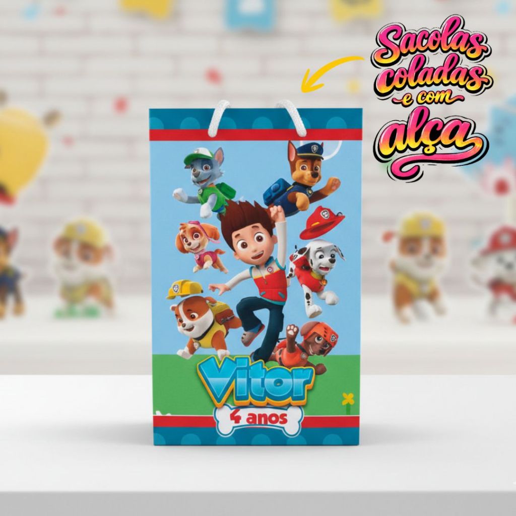 Sacolinha P Patrulha Canina Personalizado/ Lembrancinha para festa / Aniversario/ Festa Infantil/ Festa Patrulha Canina